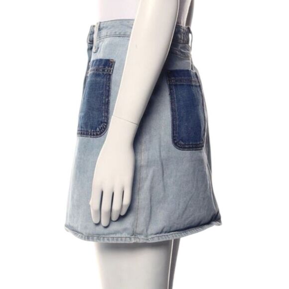 Rag & Bone Woman’s Denim Snap Button Up Dark Denim Pockets In Light Denim Sz 28 - Picture 2 of 6